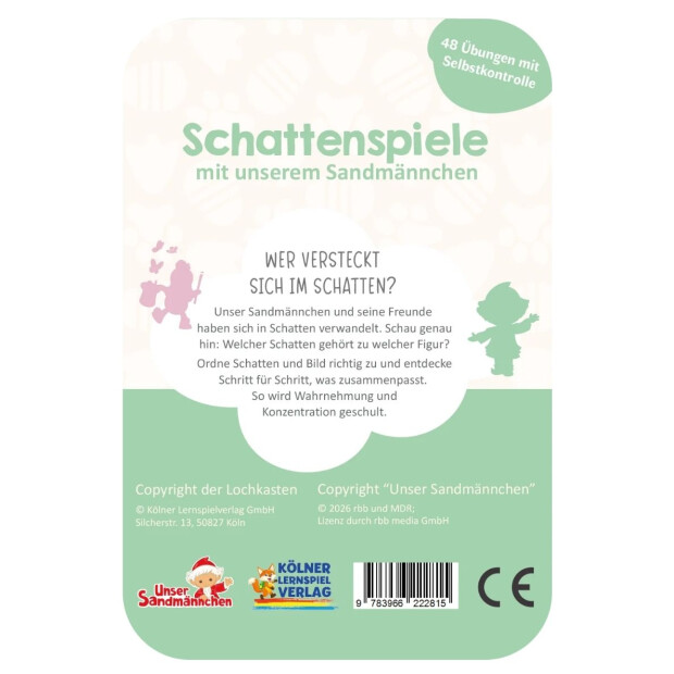 Lochkasten Kartensatz - Schattenspiele Sandmännchen 2-3 Jahre