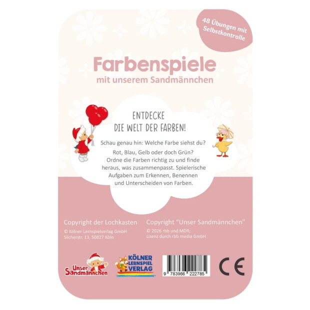 Lochkasten Kartensatz - Farbenspiele Sandmännchen 2-3 Jahre