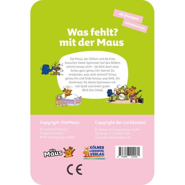 Lochkasten Kartensatz - Was fehlt mit der Maus? 5-6 Jahre