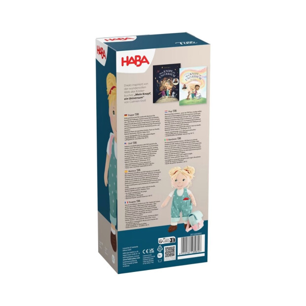 HABA Puppe - Tilli "Mein Knopf, ein Universum" mit Rucksack und magischem Knopf