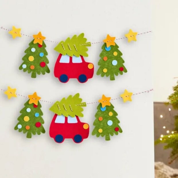HABA Sachenmacher Erstes Fädeln Filzgirlande Tannenbaum, Bastelset, ab 3 J.