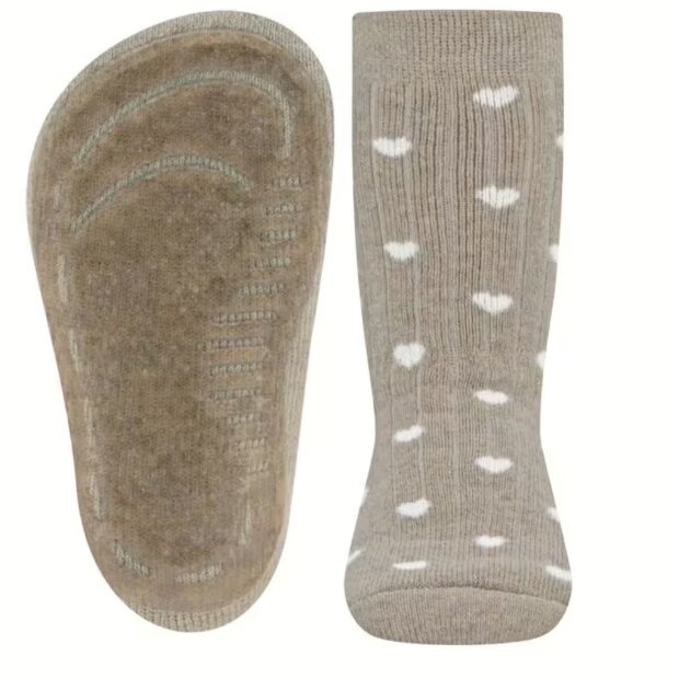 Ewers Stoppersocken SoftStep Herzen - beige weiß
