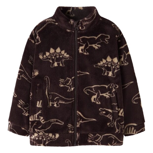 name it Teddyfleecejacke - Dinosaurier Chocolate Plum