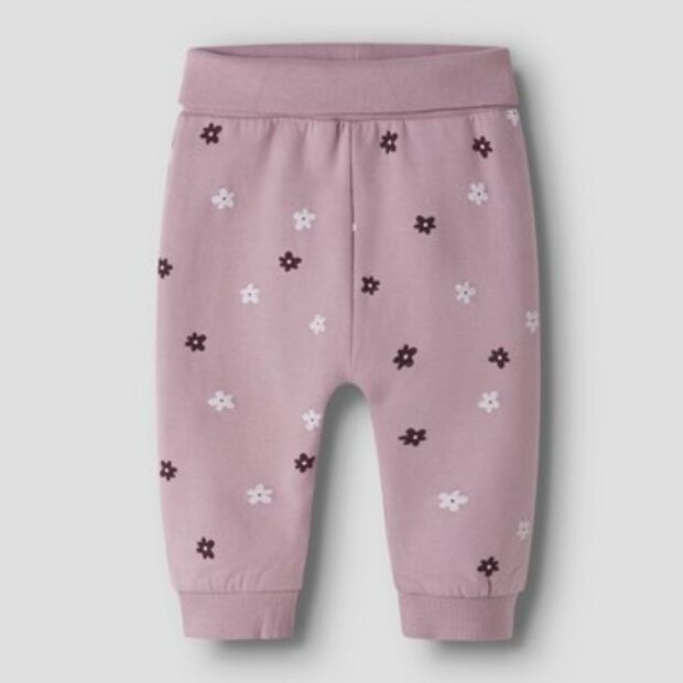 name it Baby angeraute Sweathose mit Bündchen Blümchen - Mauve Shadows Flower Dot