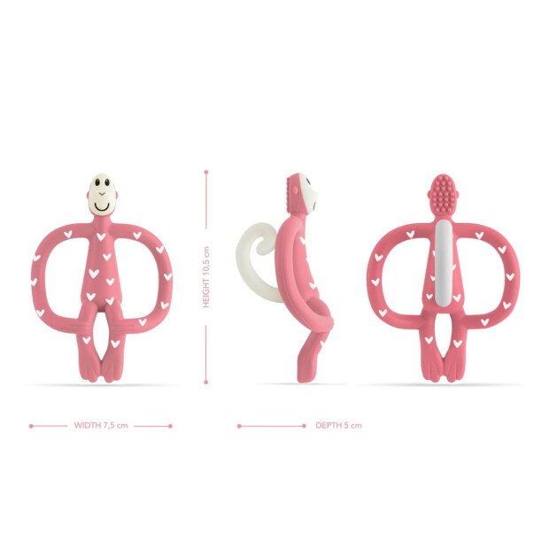 matchstick monkey Beißring - Special Edition LOVE HEARTS Herzchen pink