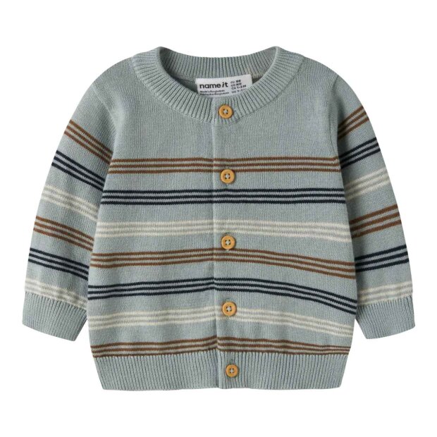 name it Baby Biobaumwoll Strickjacke Streifen - Abyss