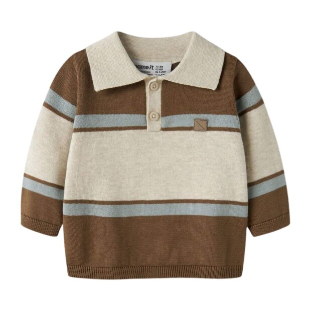 name it Baby Biobaumwoll Strickpullover - Sepia
