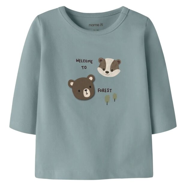 name it Baby Biobaumwoll langarm Shirt - Bär Abyss