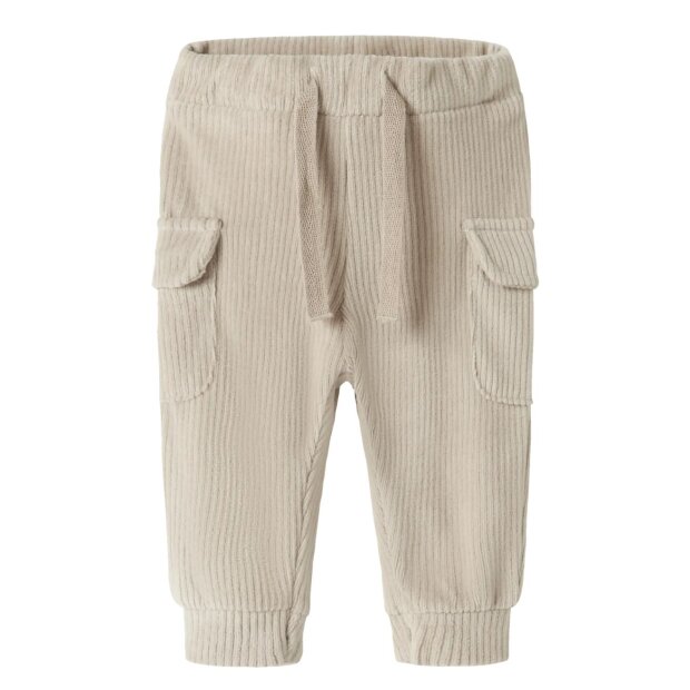 name it Baby Samt Cord Sweathose - Island Fossil beige