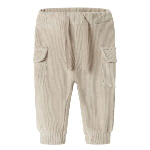 name it Baby Samt Cord Sweathose - Island Fossil beige