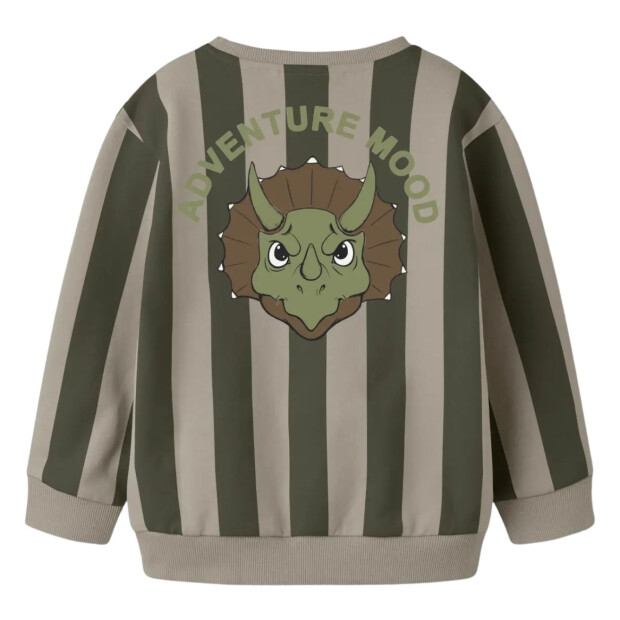 name it angerautes Sweatshirt Streifen - Dino Olive Night