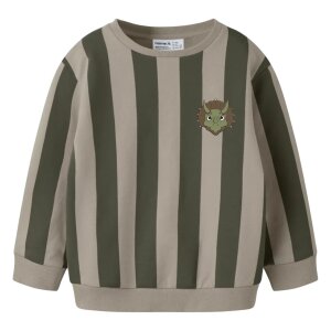 name it angerautes Sweatshirt Streifen - Dino Olive Night