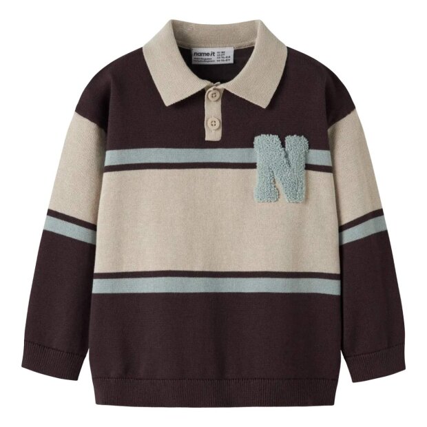 name it Biobaumwoll Polo Pullover - Chocolate Plum