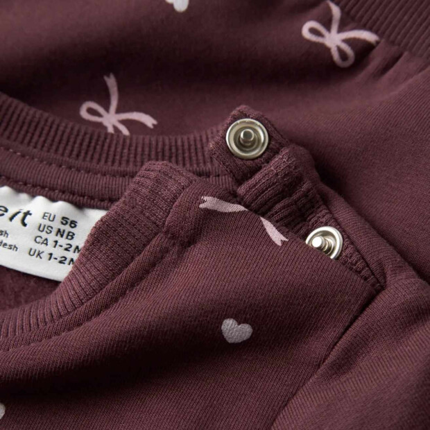 nameit Baby angerauter Pullover - Catawba Grape Bow Hearts
