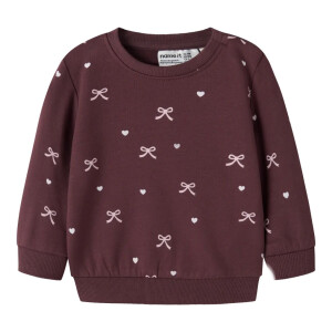 nameit Baby angerauter Pullover - Catawba Grape Bow Hearts