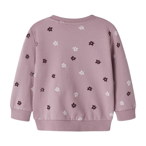 name it Baby angerauter Sweatpullover Blümchen - Mauve Shadows Flower Dot