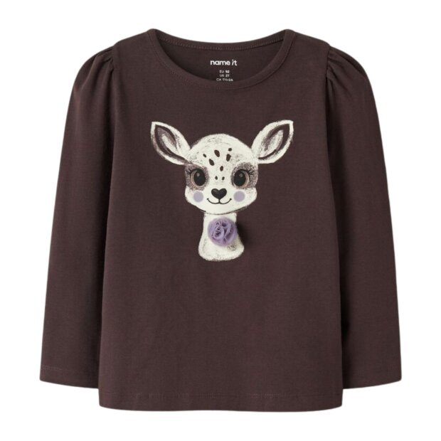 name it Print Shirt langarm - Reh Chocolate Plum