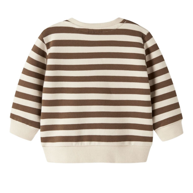 name it angerauter Biobaumwoll Sweater Ringel - Sepia