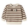 name it angerauter Biobaumwoll Sweater Ringel - Sepia