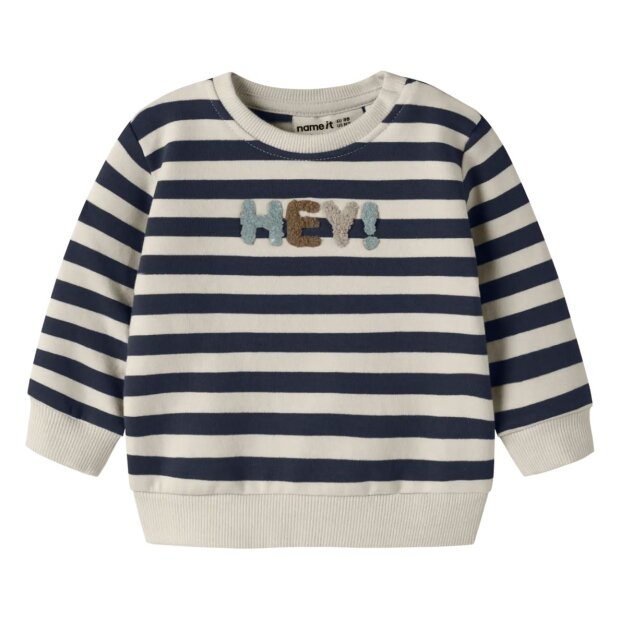 name it angerauter Biobaumwoll Sweater Ringel - Navy Blazer