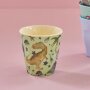 rice Mittelgroße Becher - Salbeigrün - Dino Print 250ml