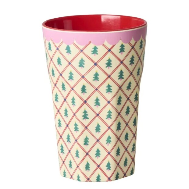 rice Großer Becher - Crème - Diamond Christmas Tree Print 400ml