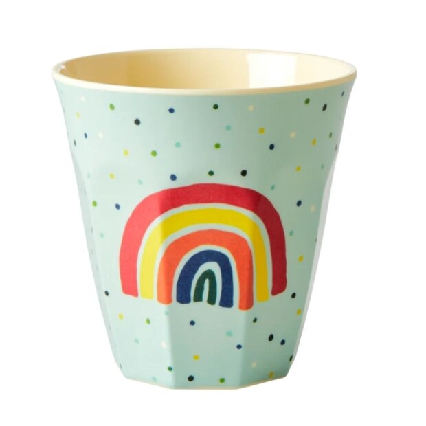 rice Mittelgroße Becher - Mint - Regenbogen Punkte Print 250ml