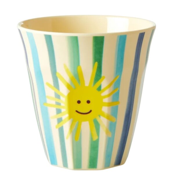 rice Mittelgroße Becher - Streifen Blau- Sonne Print 250ml