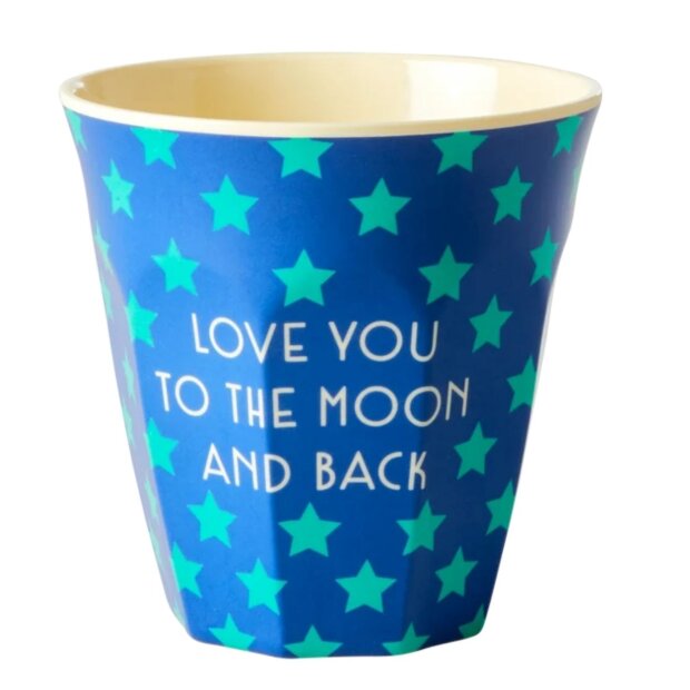 rice Mittelgroße Becher - Sternchen Blau- love you to the moon and back Print 250ml