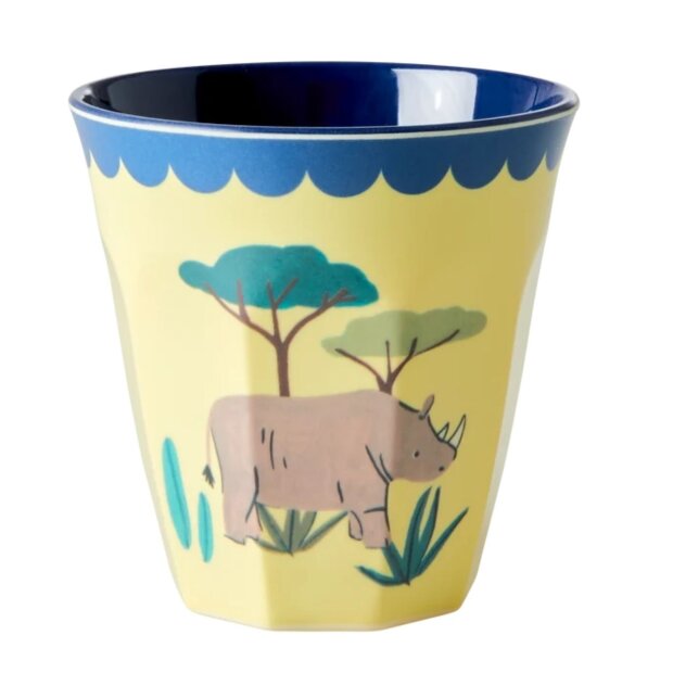 rice Mittelgroße Becher - gelb - Nashorn Print 250ml