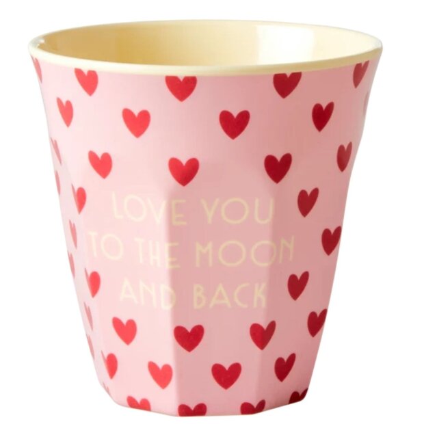 rice Mittelgroße Kinderbecher - rosa Herzchen - love you to the moon and back 250ml