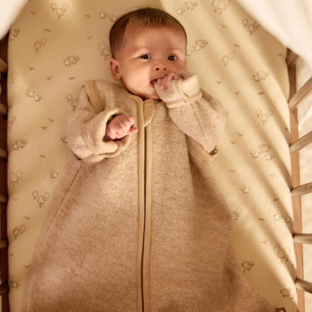 Jollein Merino Wolle Schlafsack mit abnehmbaren Ärmeln Rund 70cm 3-6Monate - Natural 2.0-2.5TOG