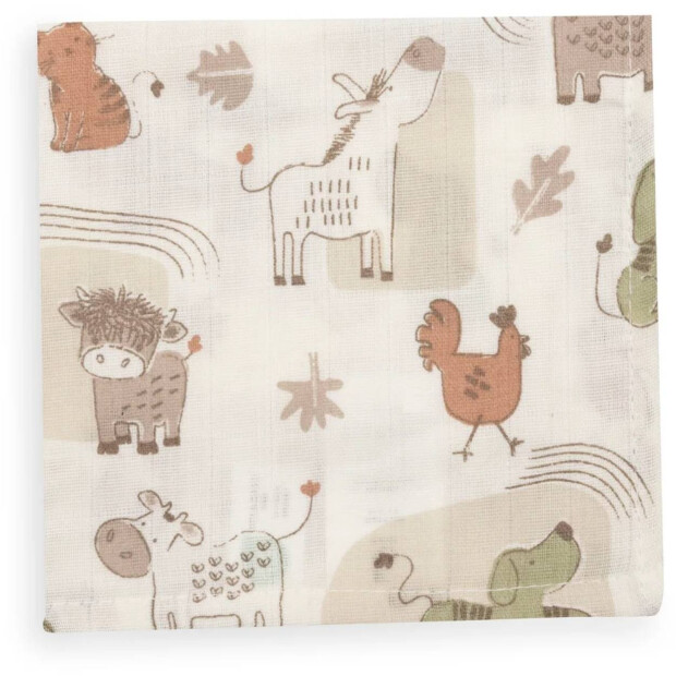 Jollein Waschlappen Hydrophil 31x31cm - Barn Buddies - 3 Stück