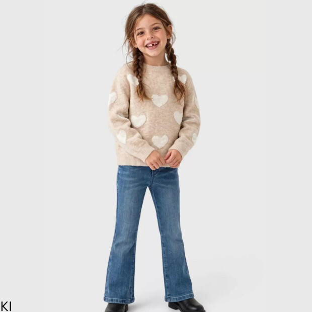 S.Oliver Flauschiger Strickpullover mit Glitzerherzen - sandstein