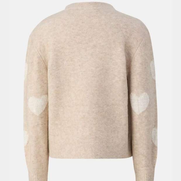 S.Oliver Flauschiger Strickpullover mit Glitzerherzen - sandstein