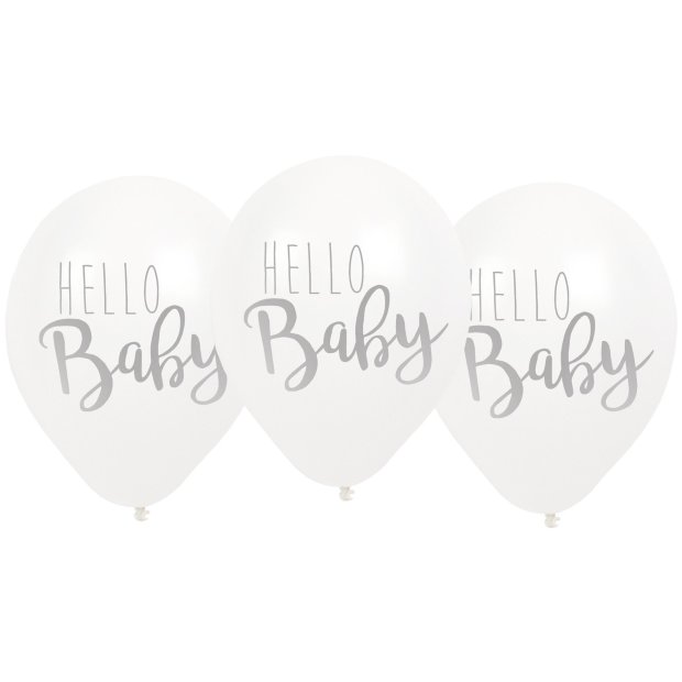 Luftballon Babyparty > Hello Baby < Weiß von JaBaDaBaDo