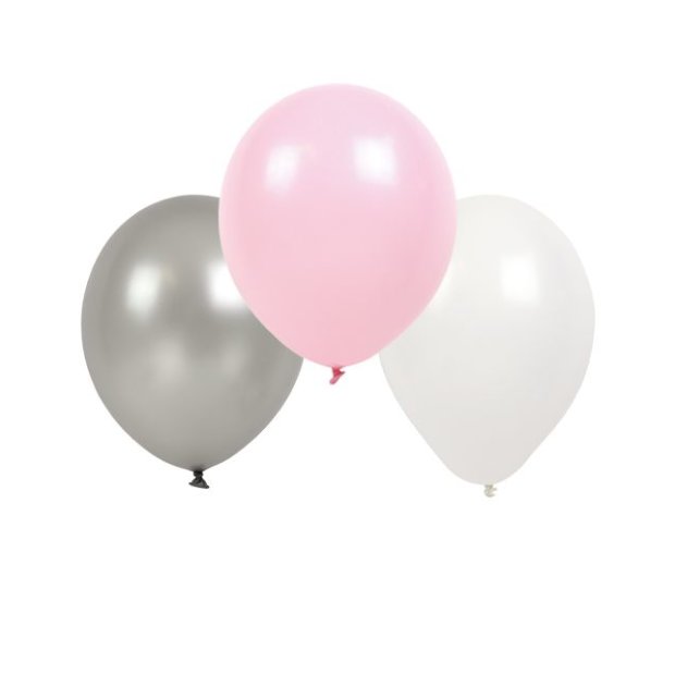 Luftballon Babyparty Rosa, Weiß, Silber von JaBaDaBaDo