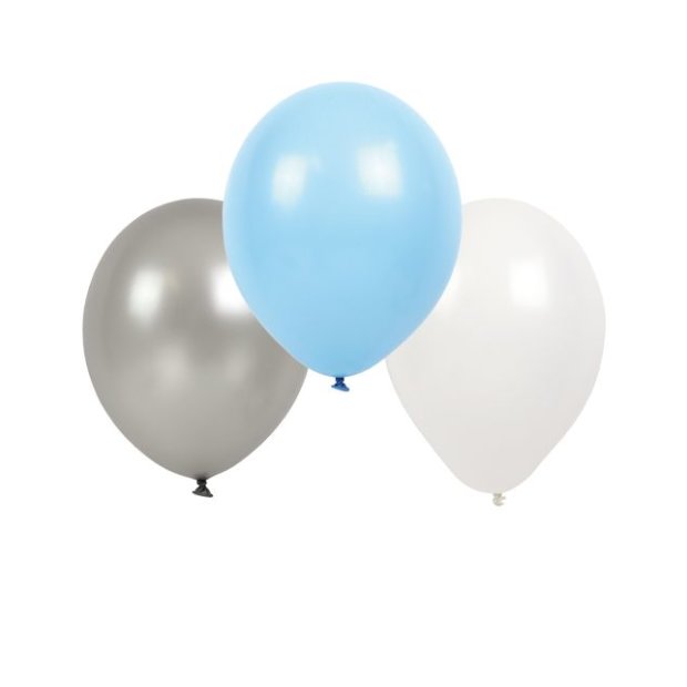 Luftballon Babyparty Hellblau, Weiß, Silber von JaBaDaBaDo