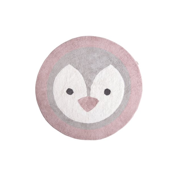 Waschbarer Teppich Pinguin Rosa rund von Minividuals