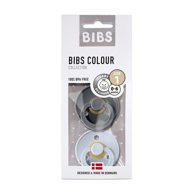 Schnuller Naturkautschuk Gr. 2 (6 - 18 Monate) Baby Blue & Iron von BIBS