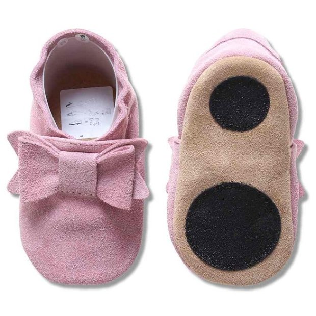 Lauflernschuhe Schleife Wildleder Altrosa von Hobea
