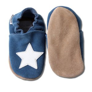 Krabbelschuhe Blau mit Stern Wildleder von HOBEA