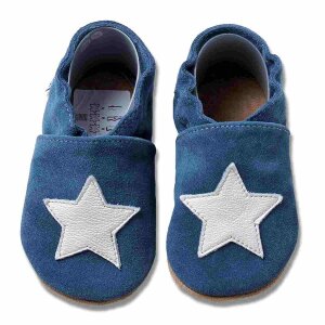 Krabbelschuhe Blau mit Stern Wildleder von HOBEA