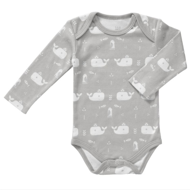 Baby Bio Body langarm - Wal Grau von Fresk 6-12 Monate