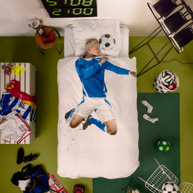 Bettwäsche Fußballer Trikot Blau 135 x 200 cm von Snurk