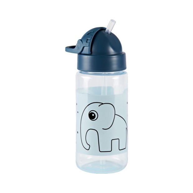 Trinkflasche mit Strohhalm Elphee Elefant - Blau von Done by Deer