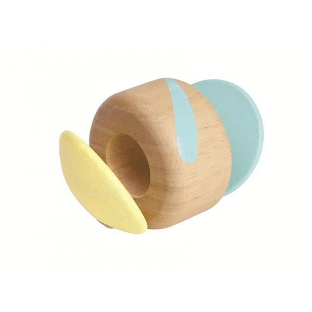 Holz Krabbel - Spielzeug Klapperwalze - Pastell von PlanToys