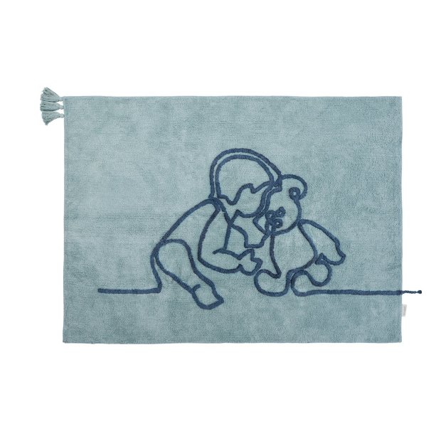 Waschbarer Teppich Junge mit Teddy von Minividuals