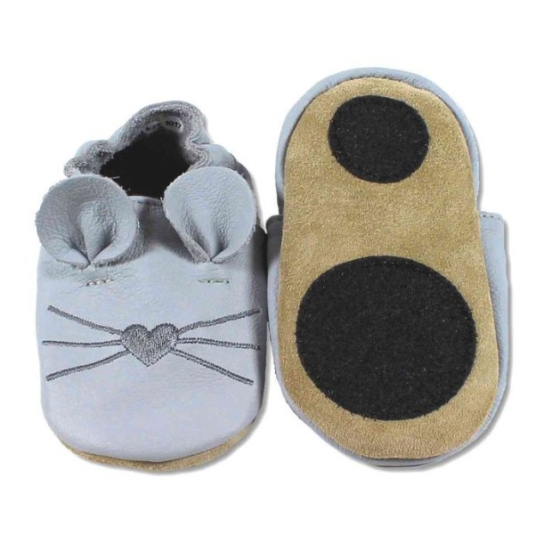 Krabbelschuhe Maus Hellgrau von Hobea