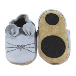 Krabbelschuhe Maus Hellgrau von Hobea